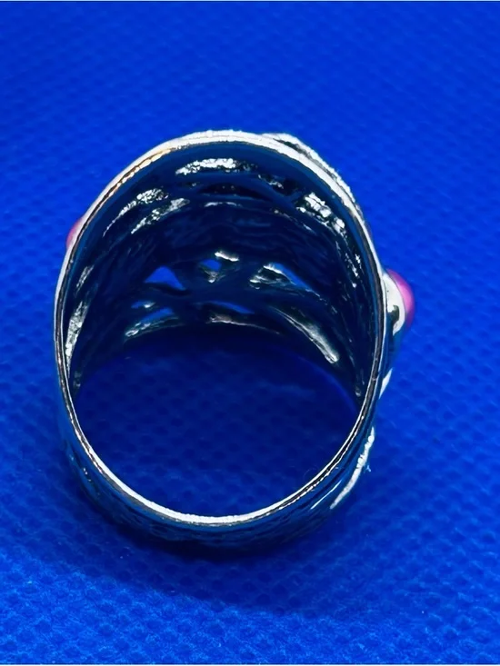 Passage to Israel Silver Leaf Ring with Pink Pearls - Picture 4 of 5